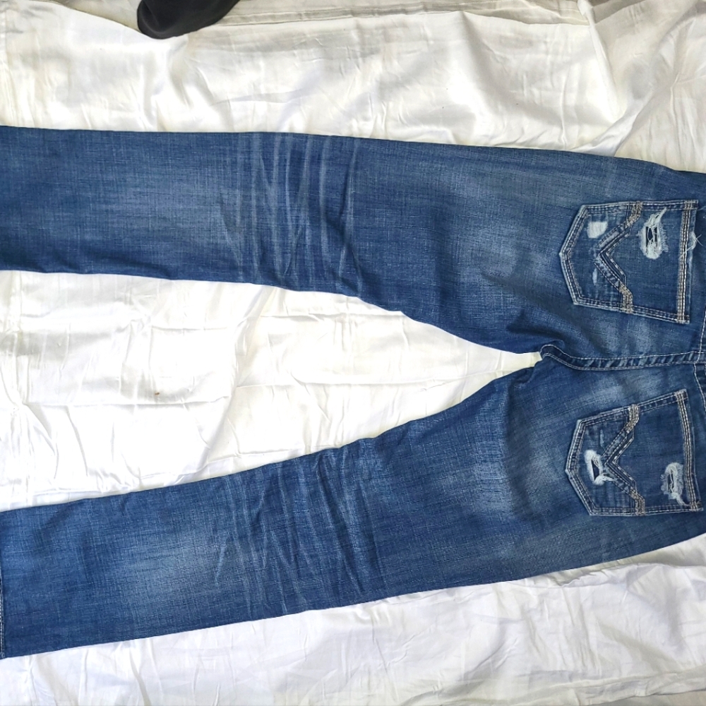 Men's Buckle Straight Leg Denim Jean Size 33R